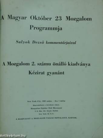 A Magyar Október 23 Mozgalom Programmja