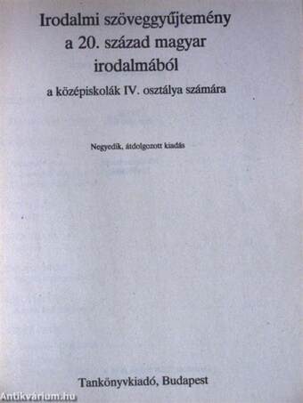 Irodalmi szöveggyűjtemény IV./II.