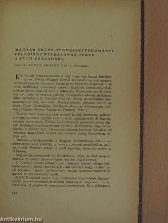 Magyar orvos-természettudományi folyóirat kiadásának terve a XVIII. századból