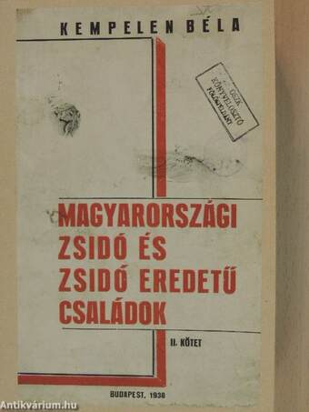 Magyarországi zsidó és zsidó eredetű családok II. (töredék)