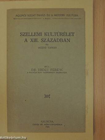 Szellemi kultúrélet a XIII. században