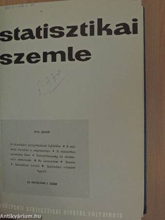 Valóság 1975. szeptember/Statisztikai szemle 1975. július/Honvédorvos 1975. január-március/Magyar Tudomány 1975. augusztus-szeptember