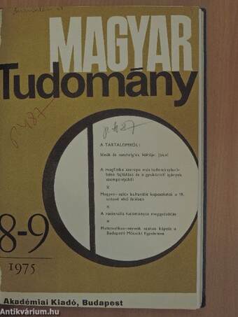 Valóság 1975. szeptember/Statisztikai szemle 1975. július/Honvédorvos 1975. január-március/Magyar Tudomány 1975. augusztus-szeptember