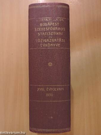 Budapest Székesfőváros Statisztikai és Közigazgatási Évkönyve 1930.