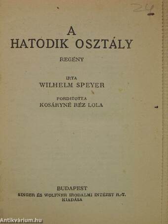 A hatodik osztály