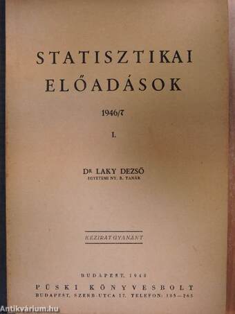 Statisztikai előadások 1946/7 I. (töredék)