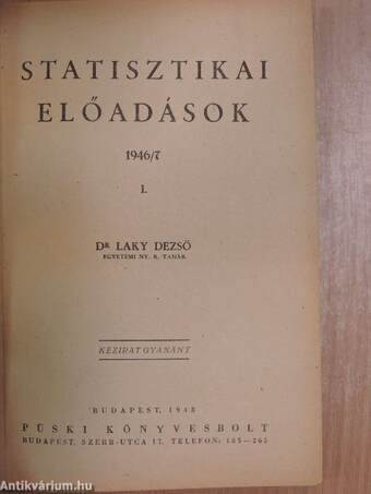 Statisztikai előadások 1946/7 I. (töredék)