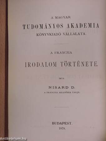 A franczia irodalom története I.