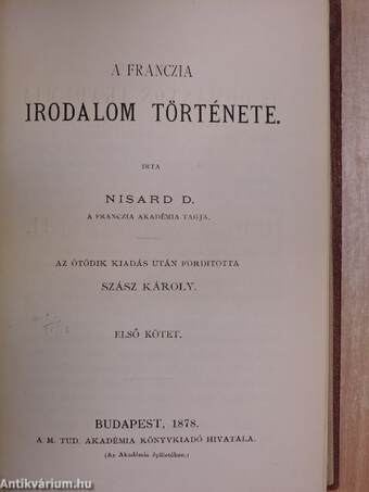 A franczia irodalom története I.