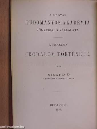 A franczia irodalom története II.