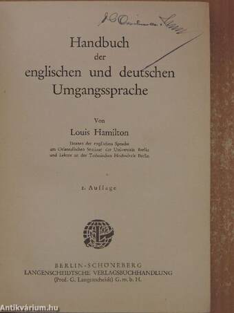 Handbuch der englischen und deutschen Umgangssprache/Handbook of English and German Conversation