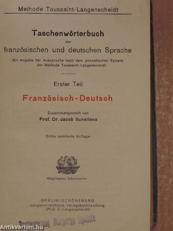 Taschenwörterbuch der französischen und deutschen Sprache I.