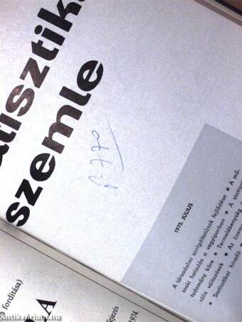 Valóság 1975. szeptember/Statisztikai szemle 1975. július/Honvédorvos 1975. január-március/Magyar Tudomány 1975. augusztus-szeptember
