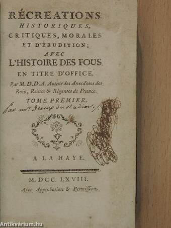 Récreations historiques, critiques, morales et d'érudition 1-2.