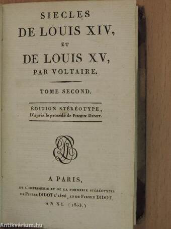 Siecles de Louis XIV, et de Louis XV, 2-5. (töredék)