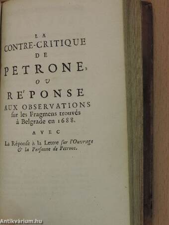 Petrone latin et francois, traduction entiere, suivant le manuscrit trouve a Belgrade en 1688. 2. (töredék)