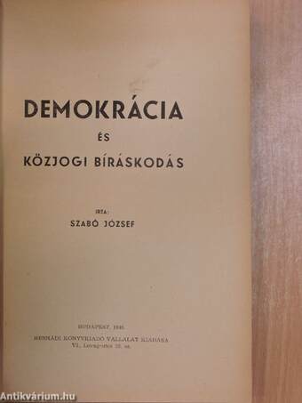 Demokrácia és közjogi bíráskodás