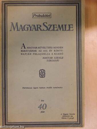 Magyar Szemle 1929. Próbakötet