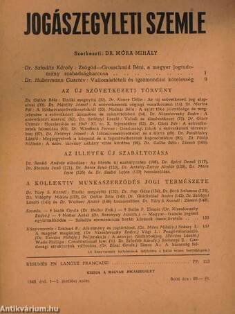 Jogászegyleti Szemle 1948/1-2.