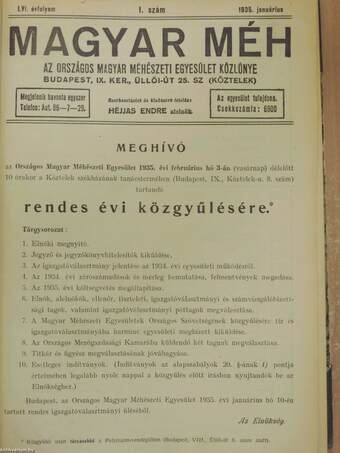 Magyar Méh 1935. január-december/1936. (nem teljes évfolyam)