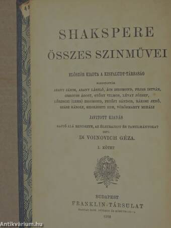 Shakspere összes szinművei 1-6.