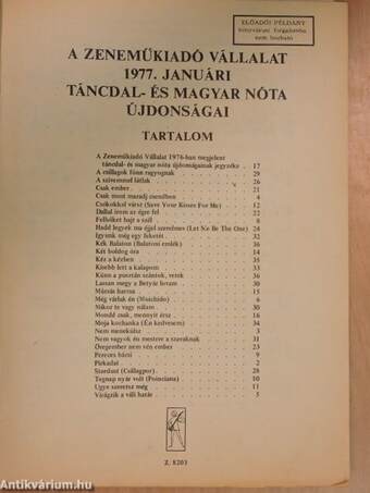 A Zeneműkiadó Vállalat 1977. januári táncdal- és magyar nóta újdonságai