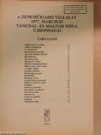 A Zeneműkiadó Vállalat 1977. márciusi táncdal- és magyar nóta újdonságai