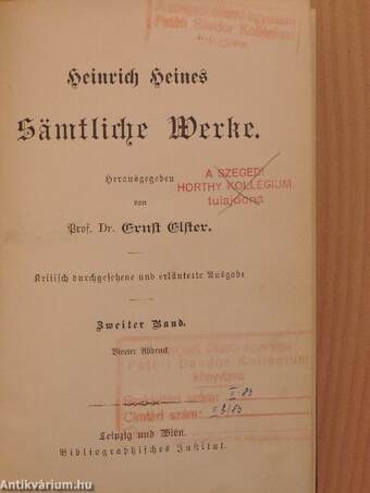 Heinrich Heines Sämtliche Werke 2. (gótbetűs)