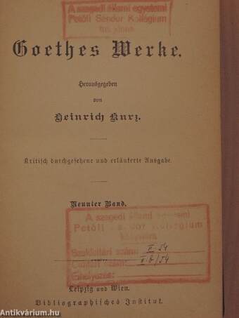 Goethes Werke 9. (gótbetűs)