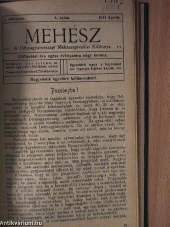 Méhész 1913./Magyar Méhészek Lapja 1914./Méh 1915. (vegyes számok) (10 db)