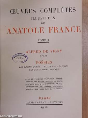 Oeuvres complétes illustrées de Anatole France I.