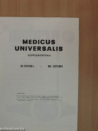 Medicus Universalis 1981. szeptember/Supplementum