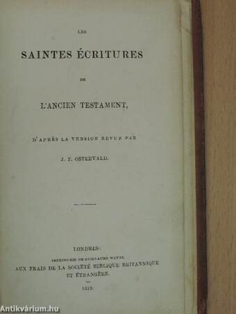 Les saintes écritures de l'ancien Testament I-II.