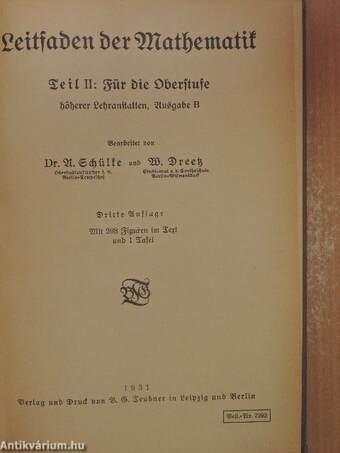 Leitfaden der Mathematik Teil II. B (gótbetűs)