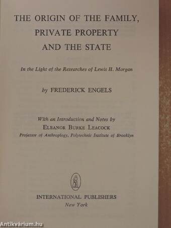 The Origin of the Family, Private Property and the State