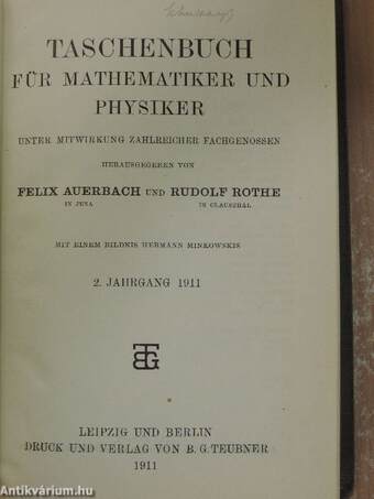 Taschenbuch für Mathematiker und Physiker 1911.