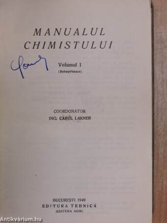 Manualul chimistului I-II.