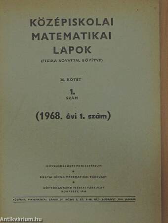 Középiskolai matematikai lapok 1968/1.