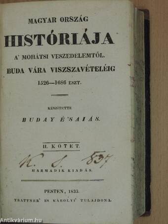 Magyar ország históriája I-III.