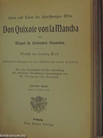 Leben und Taten des scharfsinnigen Edlen Don Quixote von la Mancha 1-4. (gótbetűs)