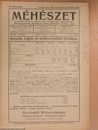 Méhészet 1931. február 1-15.