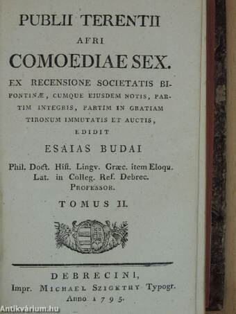 Publii Terentii Afri comoediae sex I-II.