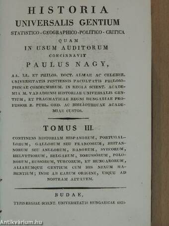 Historia universalis gentium statistico-geographico politico critica III. (töredék)