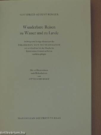 Wunderbare Reisen zu Wasser und zu Lande, Feldzüge und lustige Abenteuer des Freiherrn von Münchhausen