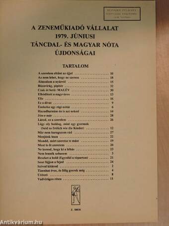 A Zeneműkiadó Vállalat 1979. júniusi táncdal- és magyar nóta újdonságai