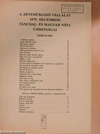 A Zeneműkiadó Vállalat 1979. decemberi táncdal- és magyar nóta újdonságai