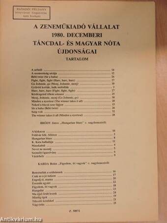 A Zeneműkiadó Vállalat 1980. decemberi táncdal- és magyar nóta újdonságai