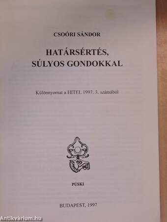 Határsértés, súlyos gondokkal