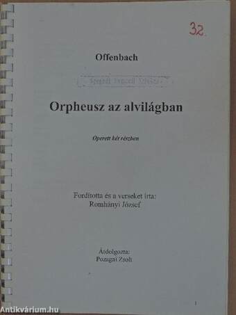 Az Orpheusz az alvilágban című operett színházi szövegkönyve