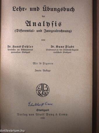 Lehr- und Übungsbuch der Analysis (gótbetűs)